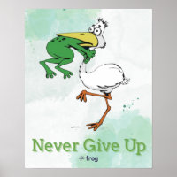 Engraçado Nunca Desistir #Sapo Choking Bird Poster