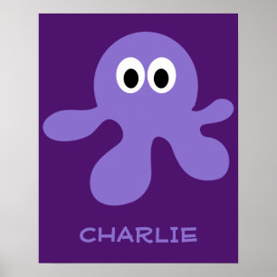 Engraçado Octopus com nome personalizado poster