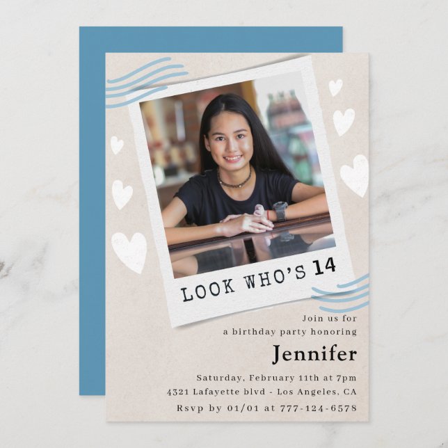 Engraçado Olha quem está fazendo convites para 14 (Frente/Verso)