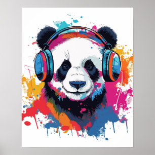Engraçado Panda aquarela Poster