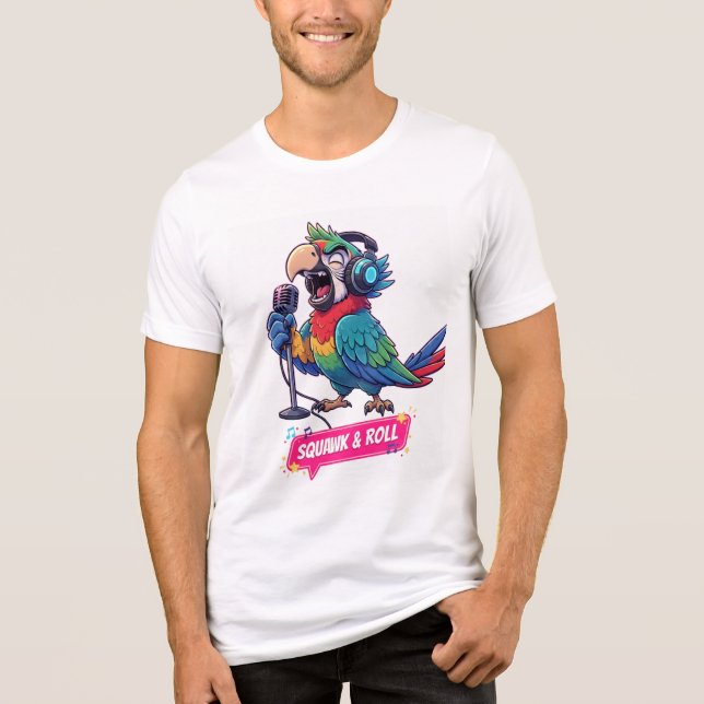 Engraçado Papagaio Cantando Karaoke T-Shirt (Frente)