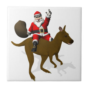Engraçado Papai Noel Andando No Kangaroo