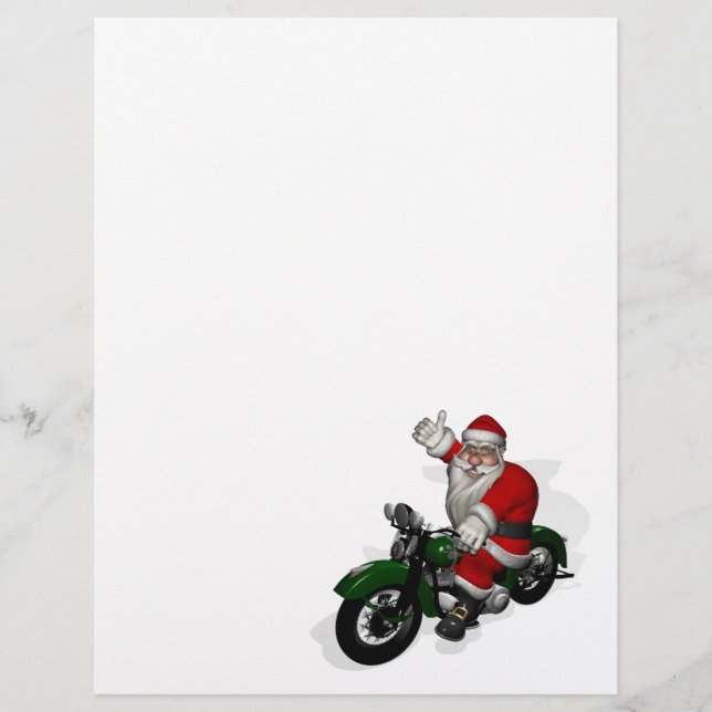 Engraçado Papai Noel Na Moto Green Vintage (Frente)