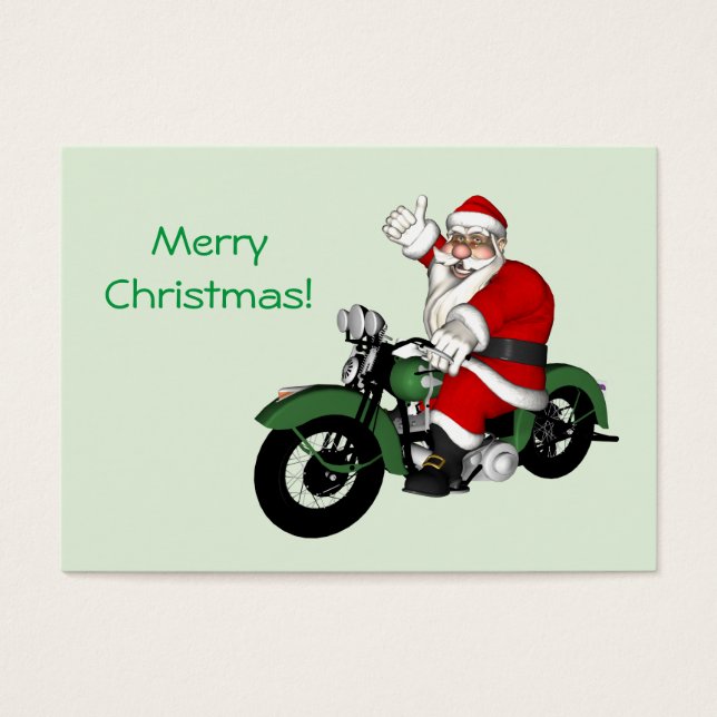 Engraçado Papai Noel Na Moto Green Vintage (Frente)