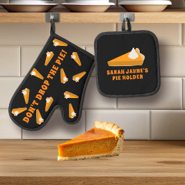 Engraçado Pie Pumpkin Oven Mitt e Conjunto de Pote
