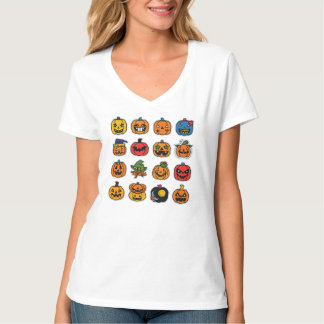 Engraçado Pumpkin Enfrenta Camisa do Dia das Bruxa