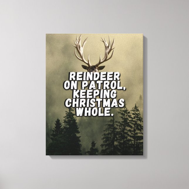 Engraçado Reindeer Canvas de Natal Wall Art (Frente)