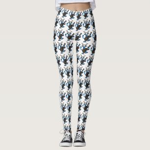 Engraçado Reindeer Tocando Leggings De Natal De V