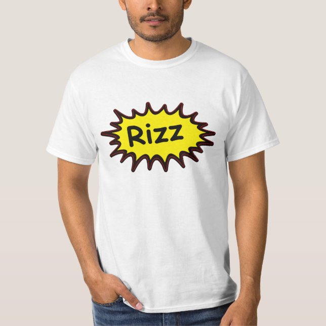 Engraçado "Rizz" Camisa Branca Humor Meme Tee (Frente)
