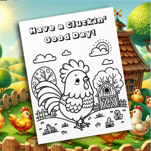 Engraçado Rooster e Galinha me colorem