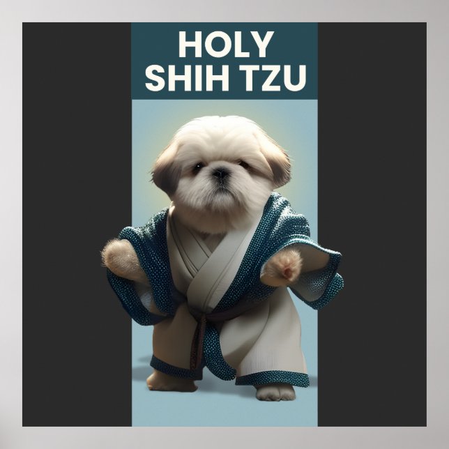 Engraçado Sagrado Shi Tzu Dog Poster (Frente)