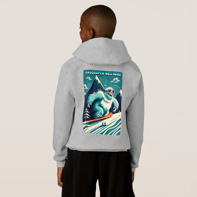 Engraçado Sasquatch Estava Aqui No Snowboard Winte (Parte Traseira Completa)