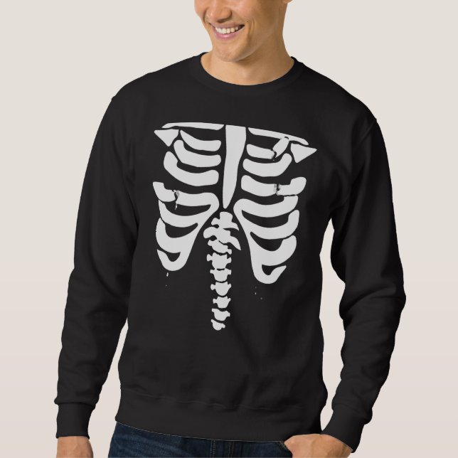 Engraçado Skeleton Rib Anatomia T Camisa Halloween (Frente)