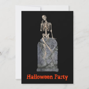 Engraçado Skeleton Tombstone Halloween Convite