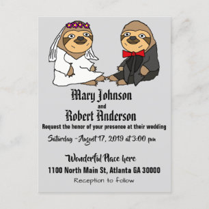 Engraçado Sloth Bride e Convite para Casamento de 