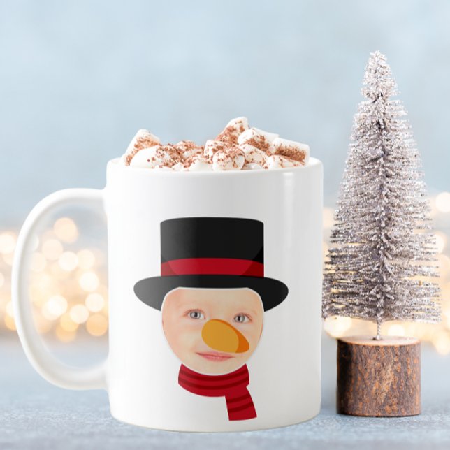 Engraçado Snowman Enfrentando a caneca de Natal (Snowman Photo Mug)