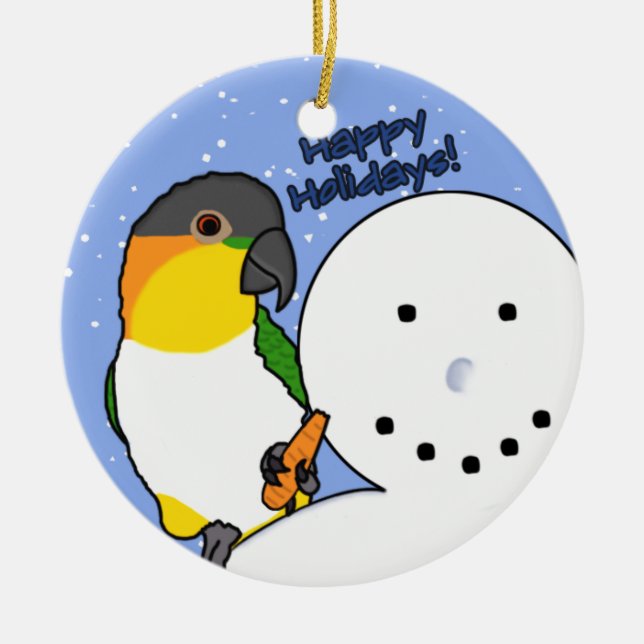 Engraçado Snowman Negro Dirigiu Ornamento Caique (Frente)