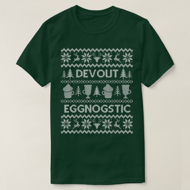 Engraçado Suéter de Natal Devout Eggnostic em W (Frente do Design)