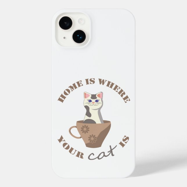 Engraçado texto Lar é onde seu gato está no copo (Verso)