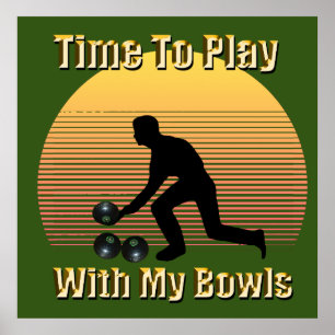 Engraçado Vintage Lawn Bowls Tocam Tempo, Poster
