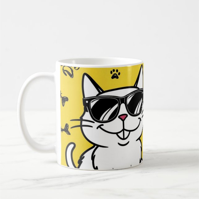 Engraçado Xícara de café Gato de desenho (Esquerda)