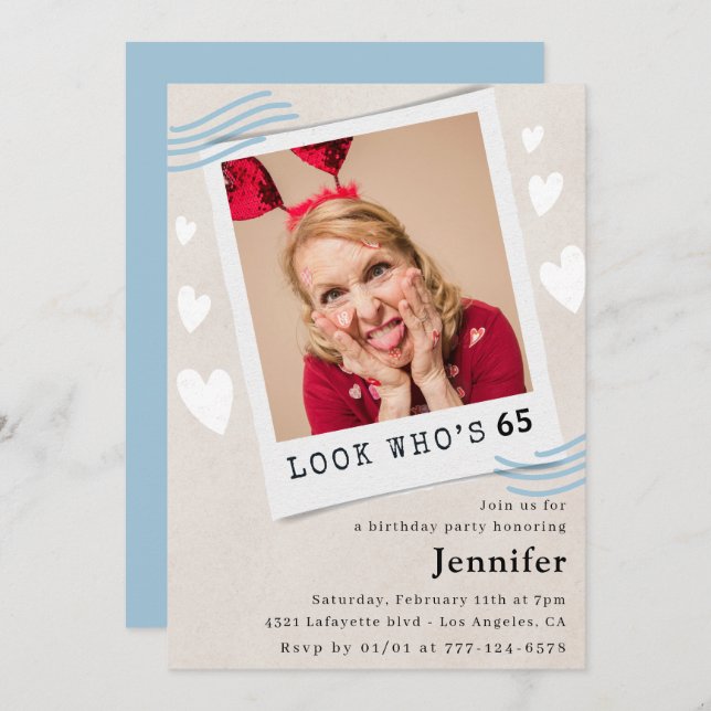Engraçados convites para 65 anos Foto Veja quem é (Frente/Verso)