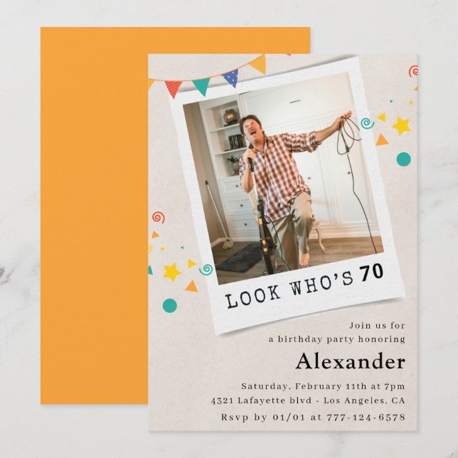 Engraçados convites para 70 de aniversário Men Fun (Frente/Verso)