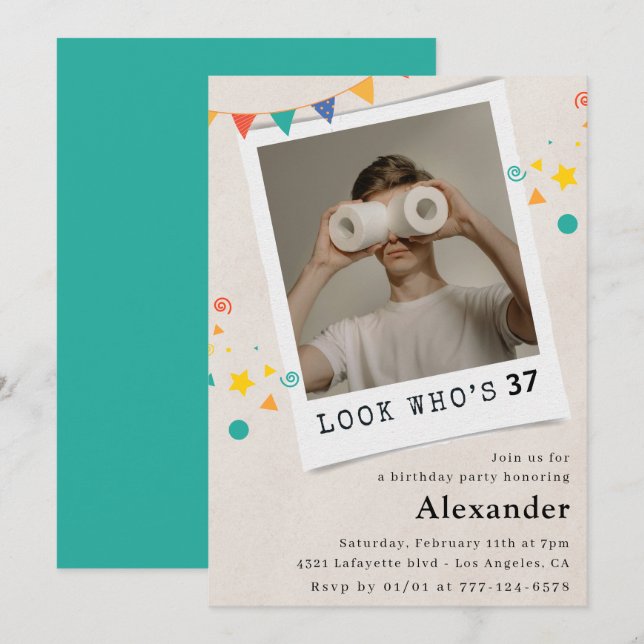 Engraçados Homens 37 convites para o aniversário (Frente/Verso)