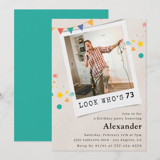 Engraçados Homens 73 anos convites para o aniversá (Frente/Verso)