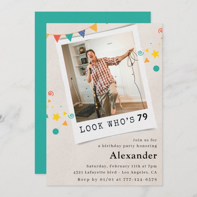 Engraçados Homens 79º convites de aniversário Foto (Frente/Verso)