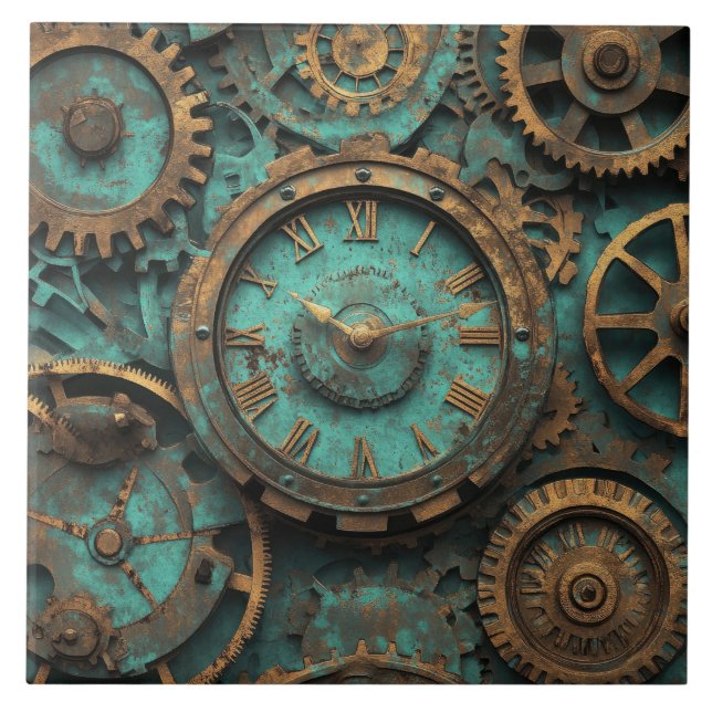 Engrenagens e Relógio Vintage Steampunk (Frente)