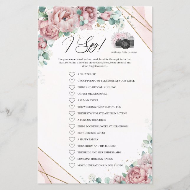 Enrubescer boêmio floral eucalipto moldura dourada (Frente)