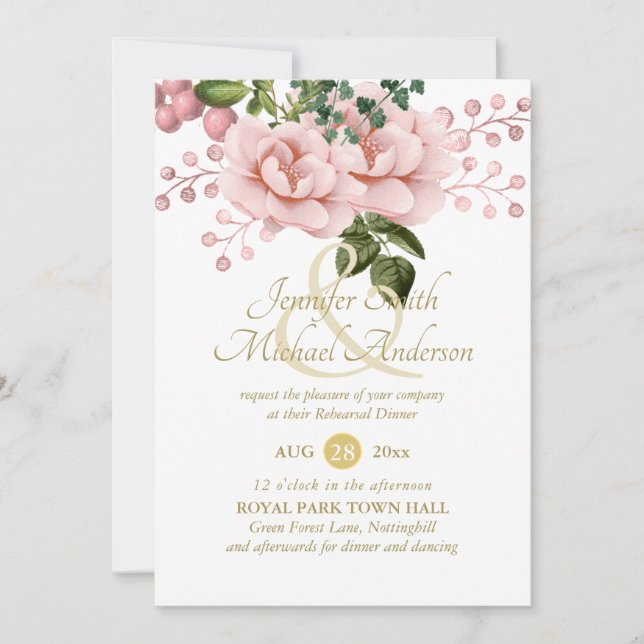 Ensaio de Buquê de Rosas Dourados, cor-de-rosa, in (Frente)