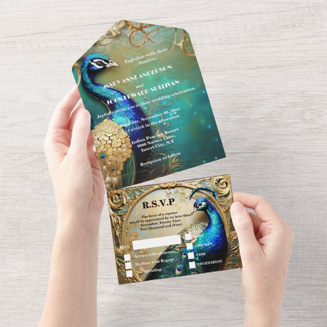 Ensaio de janto de casamento de Peacock preto (Aba destacável)