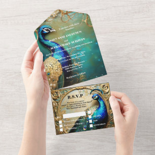Ensaio de janto de casamento de Peacock preto