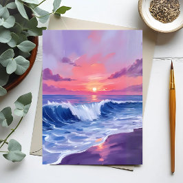 Enseada de Algodão Doce | Cartão de Aquarela do Oc