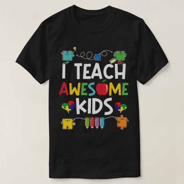 Ensino crianças incríveis camisa Autismo quebra-ca (Frente do Design)