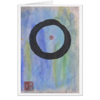 Enso azul (círculo do zen) do cartão vazio da