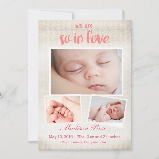 Então, apaixonado, anúncio de Nascimento da Menina (Frente)