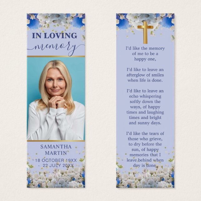 Então Elegante Daisy Memorial Funeral Bookmark (Frente & Verso)
