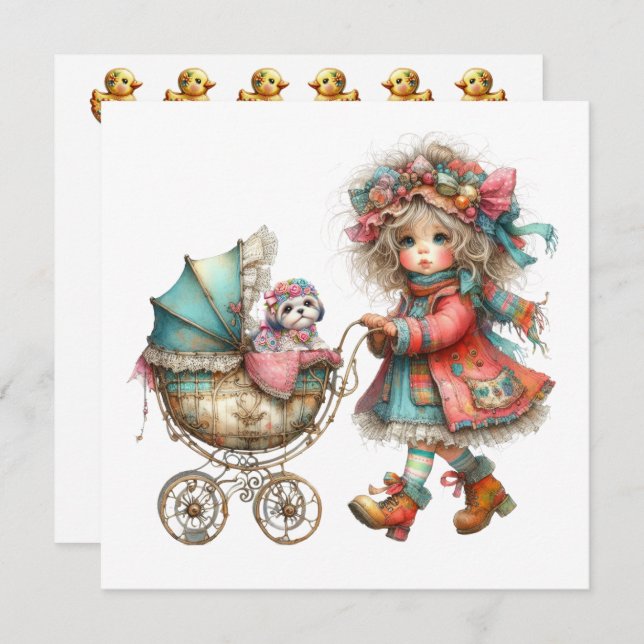 Então, Precioso Baby Buggy Tema Convite (Frente/Verso)