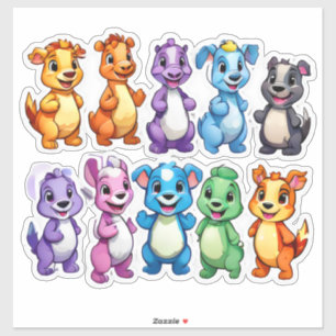 Entrando no conjunto de adesivos de animais de des