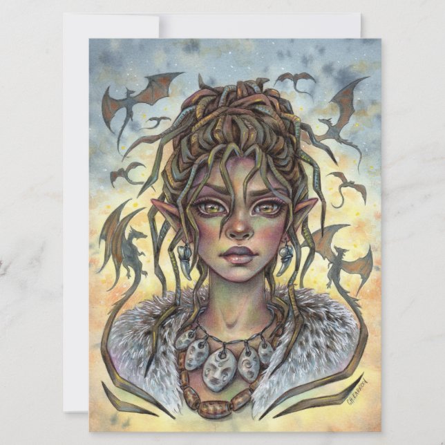Entre Dragões Fairy Elf Fantasy Womy Art Card (Frente)