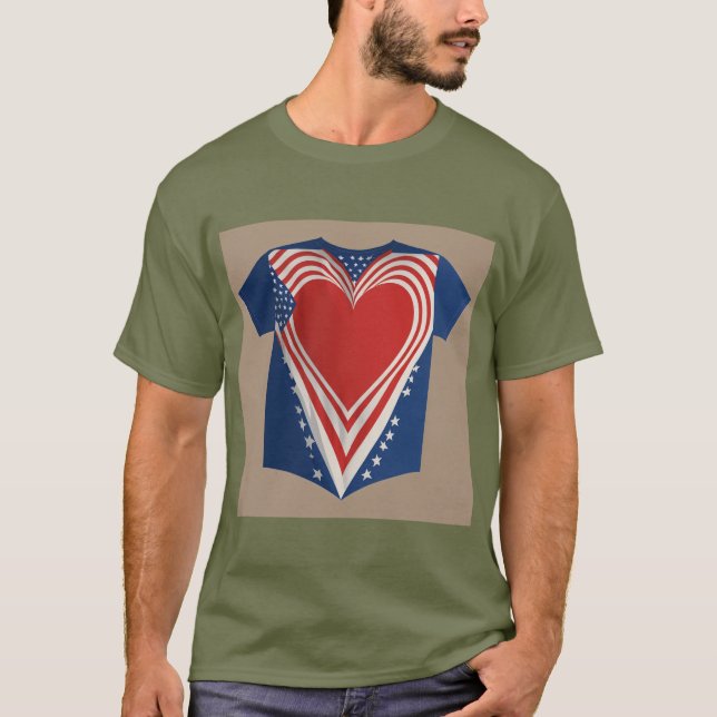 Entrega o Coração: Design de Camiseta da Bandeira  (Frente)