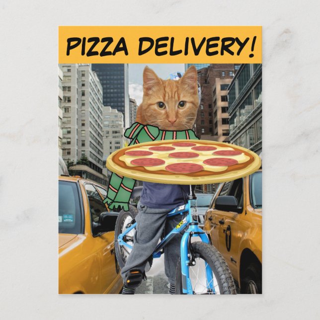 ENTREGA PIZZA! CARTÕES POSTAIS CAT (Frente)