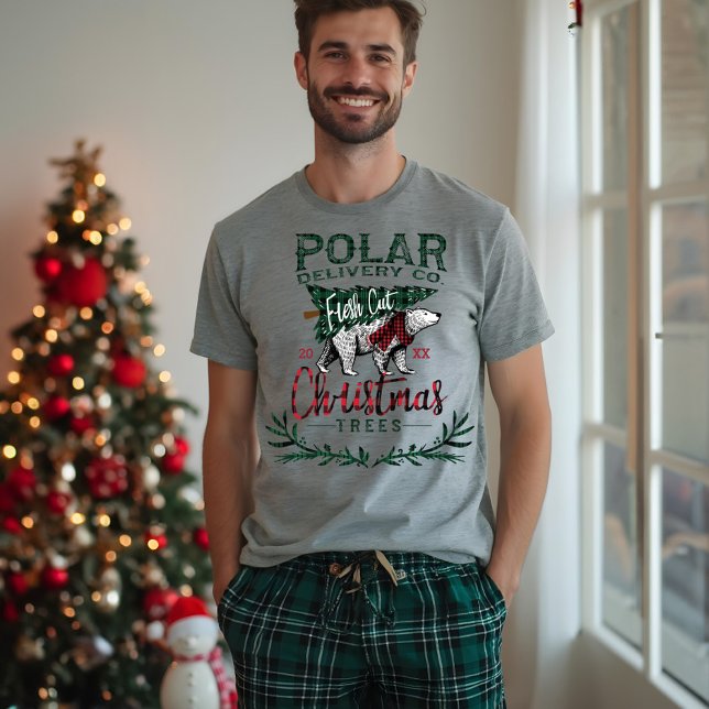Entrega Polar Rústica Cofresca Árvores de Natal Co (Rustic Polar Delivery Co Fresh Cut Christmas Trees Tri-Blend Shirt)