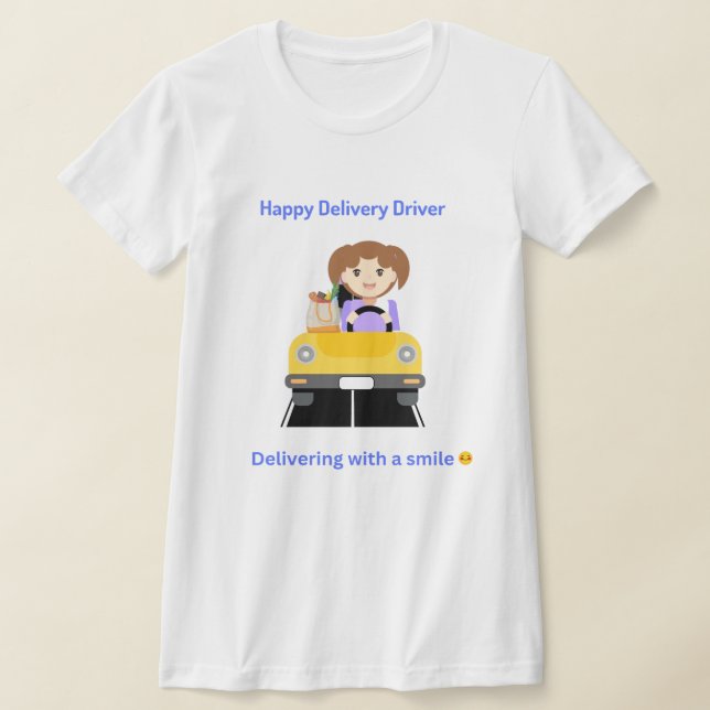 Entregador feliz entregando camiseta (Postura )