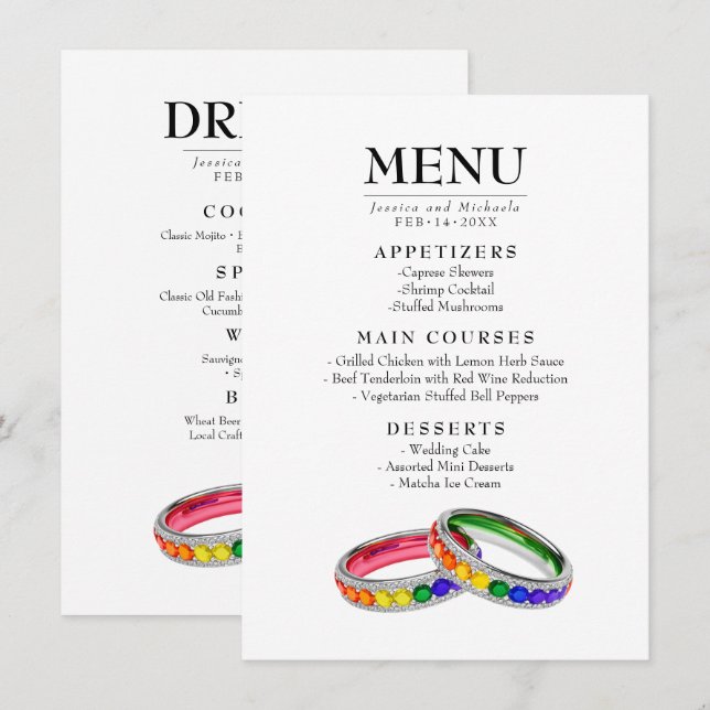🌈 Entrelaçado no Orgulho Menu & Bebida de dois la (Frente/Verso)