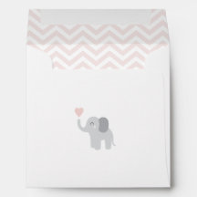 Envelope Baby Announcing Girl Elephant Chevron