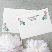 Envelope de Casamento Branco Floral Art Nouveau
